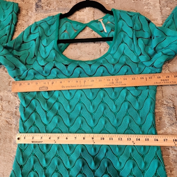 Free People Green Cochet Wild Thing Mini Sheath V Neck Retro - Picture 15 of 17